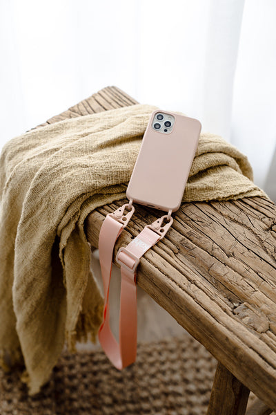 IPHONE 12 MINI - CROSSBODY PHONE CASE BUNDLE - POWDER PINK - WIDE STRAP